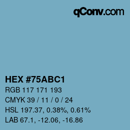 Código de color: HEX #75ABC1 | qconv.com