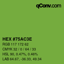 Color code: HEX #75AC3E | qconv.com