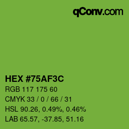 Color code: HEX #75AF3C | qconv.com