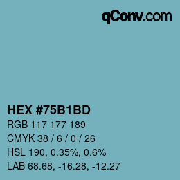 颜色代码: HEX #75B1BD | qconv.com