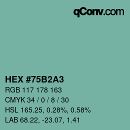 Color code: HEX #75B2A3 | qconv.com