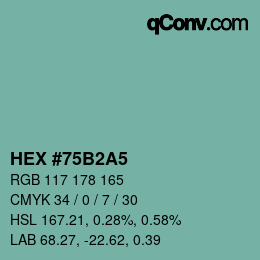 Color code: HEX #75B2A5 | qconv.com