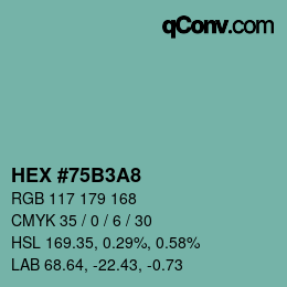 Color code: HEX #75B3A8 | qconv.com