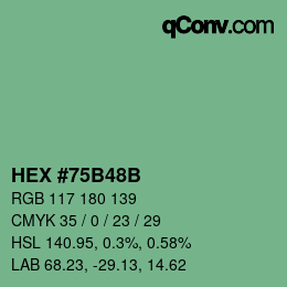 Color code: HEX #75B48B | qconv.com