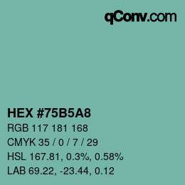 Color code: HEX #75B5A8 | qconv.com