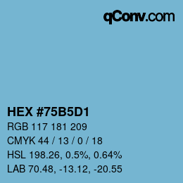 カラーコード: HEX #75B5D1 | qconv.com