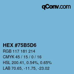 カラーコード: HEX #75B5D6 | qconv.com