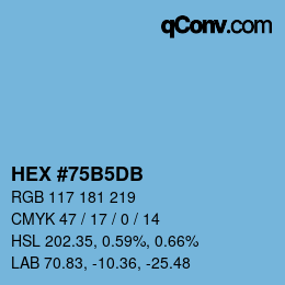 カラーコード: HEX #75B5DB | qconv.com