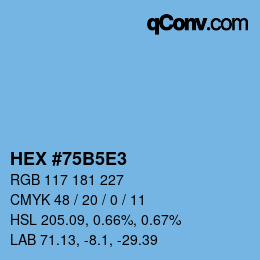 カラーコード: HEX #75B5E3 | qconv.com
