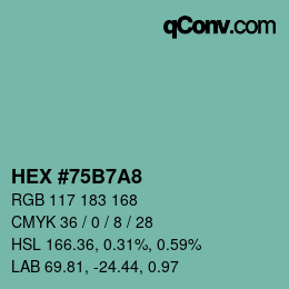 カラーコード: HEX #75B7A8 | qconv.com