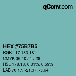 Color code: HEX #75B7B5 | qconv.com