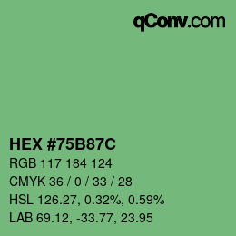颜色代码: HEX #75B87C | qconv.com