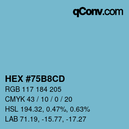 Color code: HEX #75B8CD | qconv.com