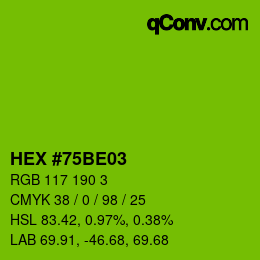 Color code: HEX #75BE03 | qconv.com