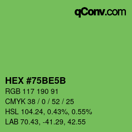 Farbcode: HEX #75BE5B | qconv.com
