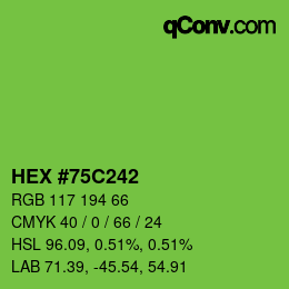 Color code: HEX #75C242 | qconv.com