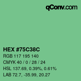 Color code: HEX #75C38C | qconv.com