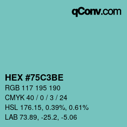 カラーコード: HEX #75C3BE | qconv.com