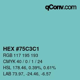 Color code: HEX #75C3C1 | qconv.com