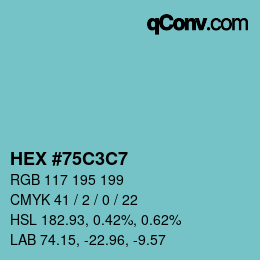 Color code: HEX #75C3C7 | qconv.com