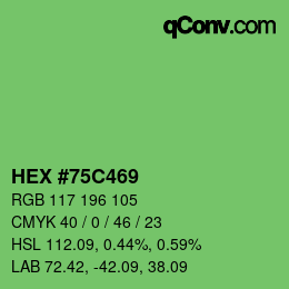 カラーコード: HEX #75C469 | qconv.com