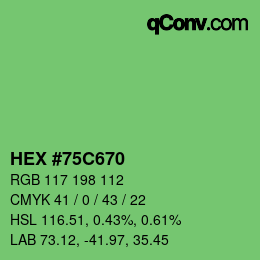 Color code: HEX #75C670 | qconv.com