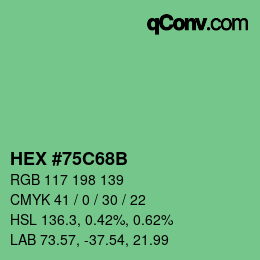 Farbcode: HEX #75C68B | qconv.com