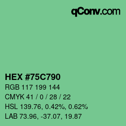 颜色代码: HEX #75C790 | qconv.com