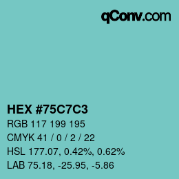 カラーコード: HEX #75C7C3 | qconv.com
