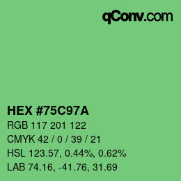 颜色代码: HEX #75C97A | qconv.com