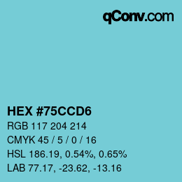 Color code: HEX #75CCD6 | qconv.com