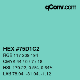 カラーコード: HEX #75D1C2 | qconv.com