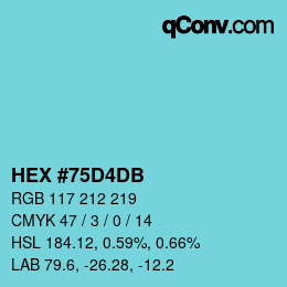 Color code: HEX #75D4DB | qconv.com