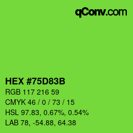 颜色代码: HEX #75D83B | qconv.com