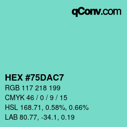 颜色代码: HEX #75DAC7 | qconv.com