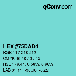 颜色代码: HEX #75DAD4 | qconv.com