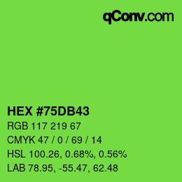 颜色代码: HEX #75DB43 | qconv.com