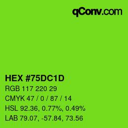 カラーコード: HEX #75DC1D | qconv.com
