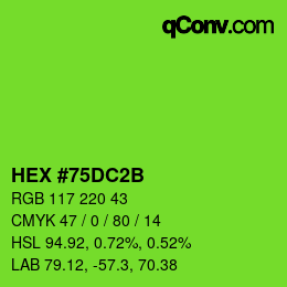 Code couleur: HEX #75DC2B | qconv.com