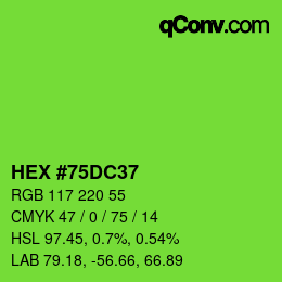 カラーコード: HEX #75DC37 | qconv.com