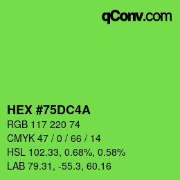 カラーコード: HEX #75DC4A | qconv.com