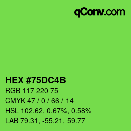 カラーコード: HEX #75DC4B | qconv.com