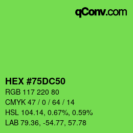 カラーコード: HEX #75DC50 | qconv.com