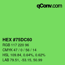 カラーコード: HEX #75DC60 | qconv.com