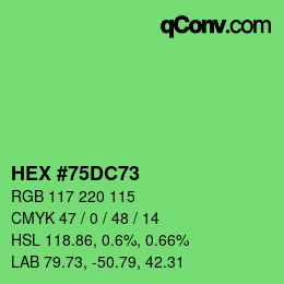 カラーコード: HEX #75DC73 | qconv.com