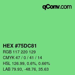 颜色代码: HEX #75DC81 | qconv.com