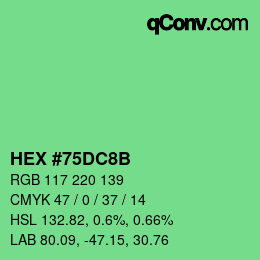 Color code: HEX #75DC8B | qconv.com