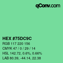 颜色代码: HEX #75DC9C | qconv.com