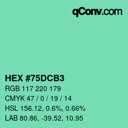 颜色代码: HEX #75DCB3 | qconv.com