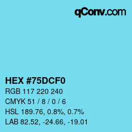 Color code: HEX #75DCF0 | qconv.com